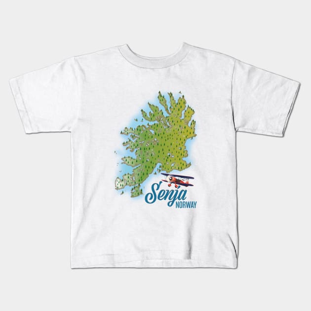 Senja Noway island map Kids T-Shirt by nickemporium1